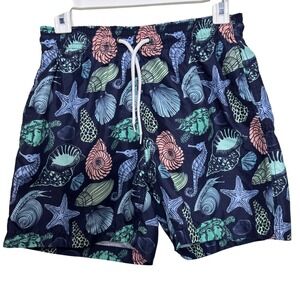 Trunks Surf &‎ Swim Co. Swim Trunks Medium Seashell Turtle Print Drawstring